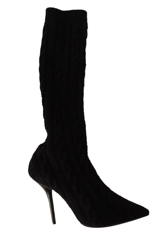 Elegant Stretch Sock Boots in Black