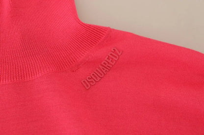 Pink Solid Long Sleeve Turtle Neck Casual Sweater