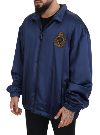 Regal Blue Silk Bomber Jacket