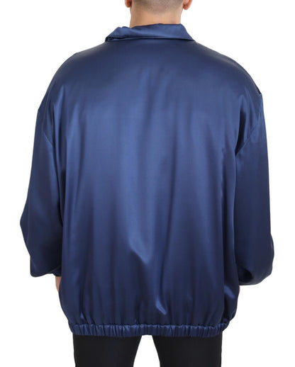 Regal Blue Silk Bomber Jacket