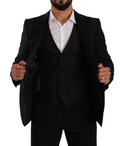 Sicilia Slim Fit Black Suit Ensemble