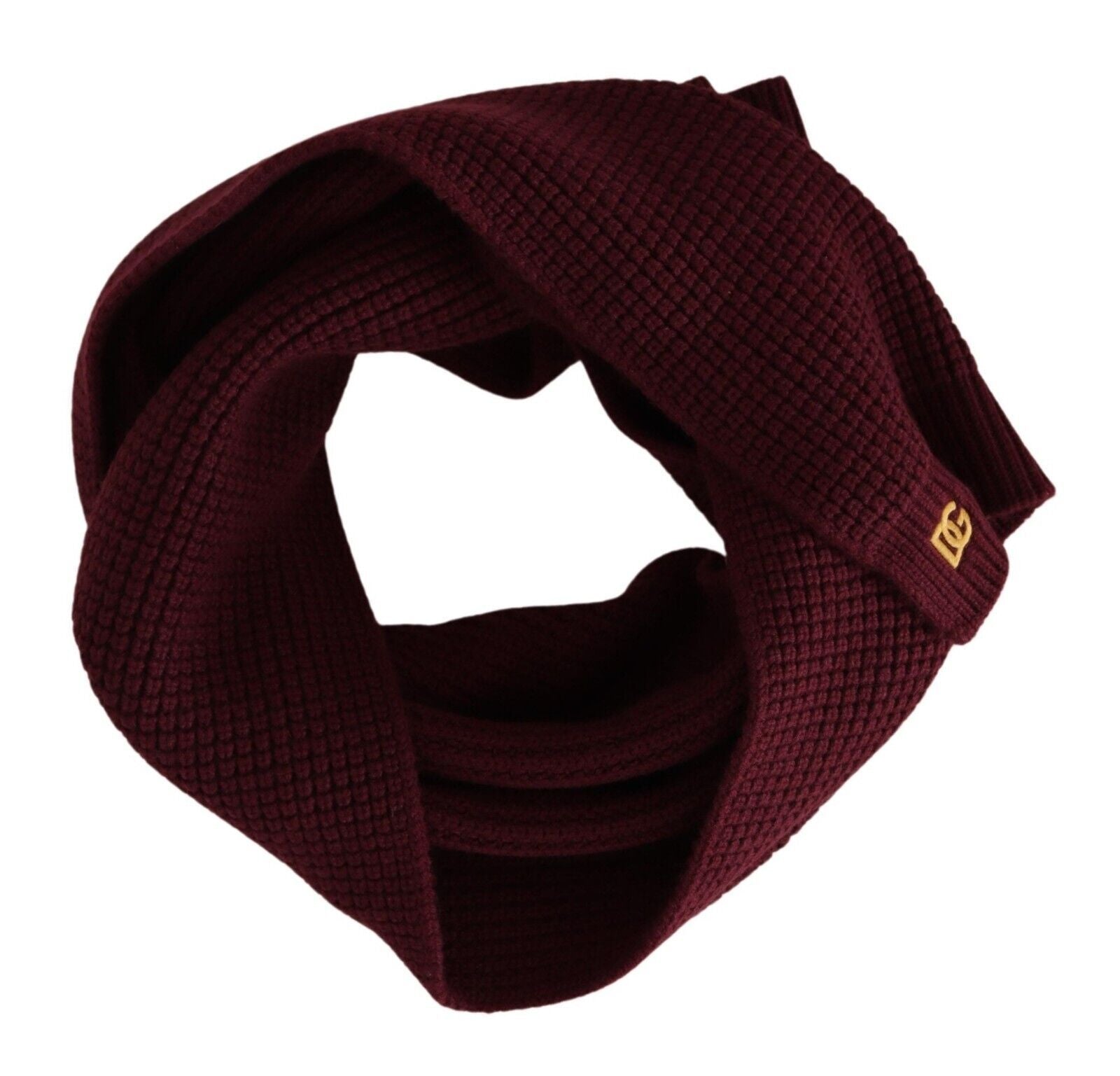 Elegant Cashmere Knit Scarf in Dark Red