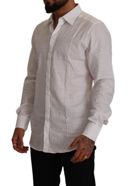 Elegant White Cotton Dress Shirt - Slim Fit