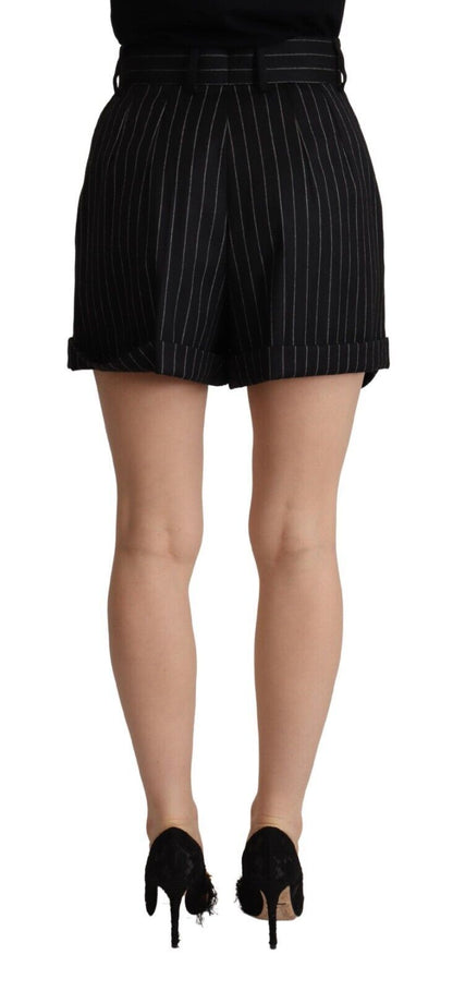 Elegant High-Waisted Striped Bermuda Shorts