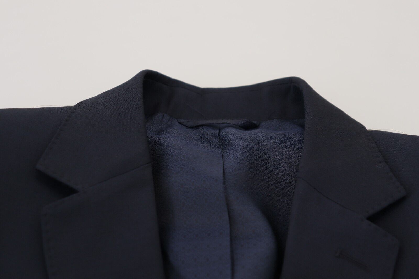 Elegant Dark Blue Slim Fit Wool Blazer