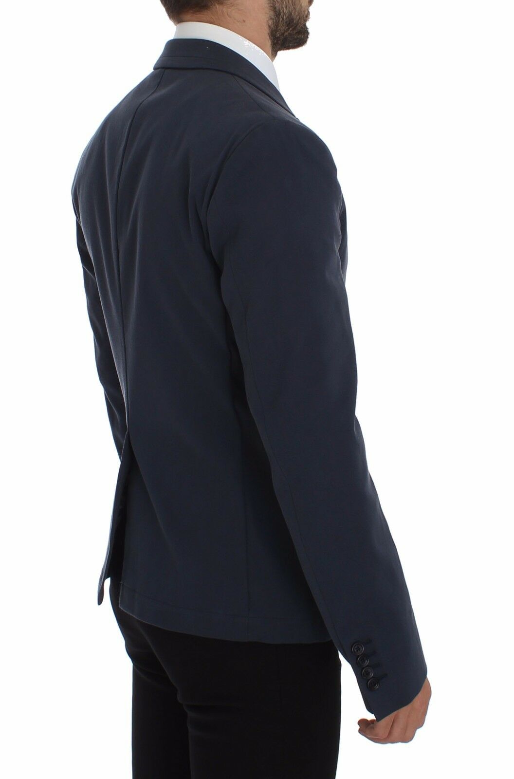 Elegant Blue Cotton Stretch Blazer Jacket