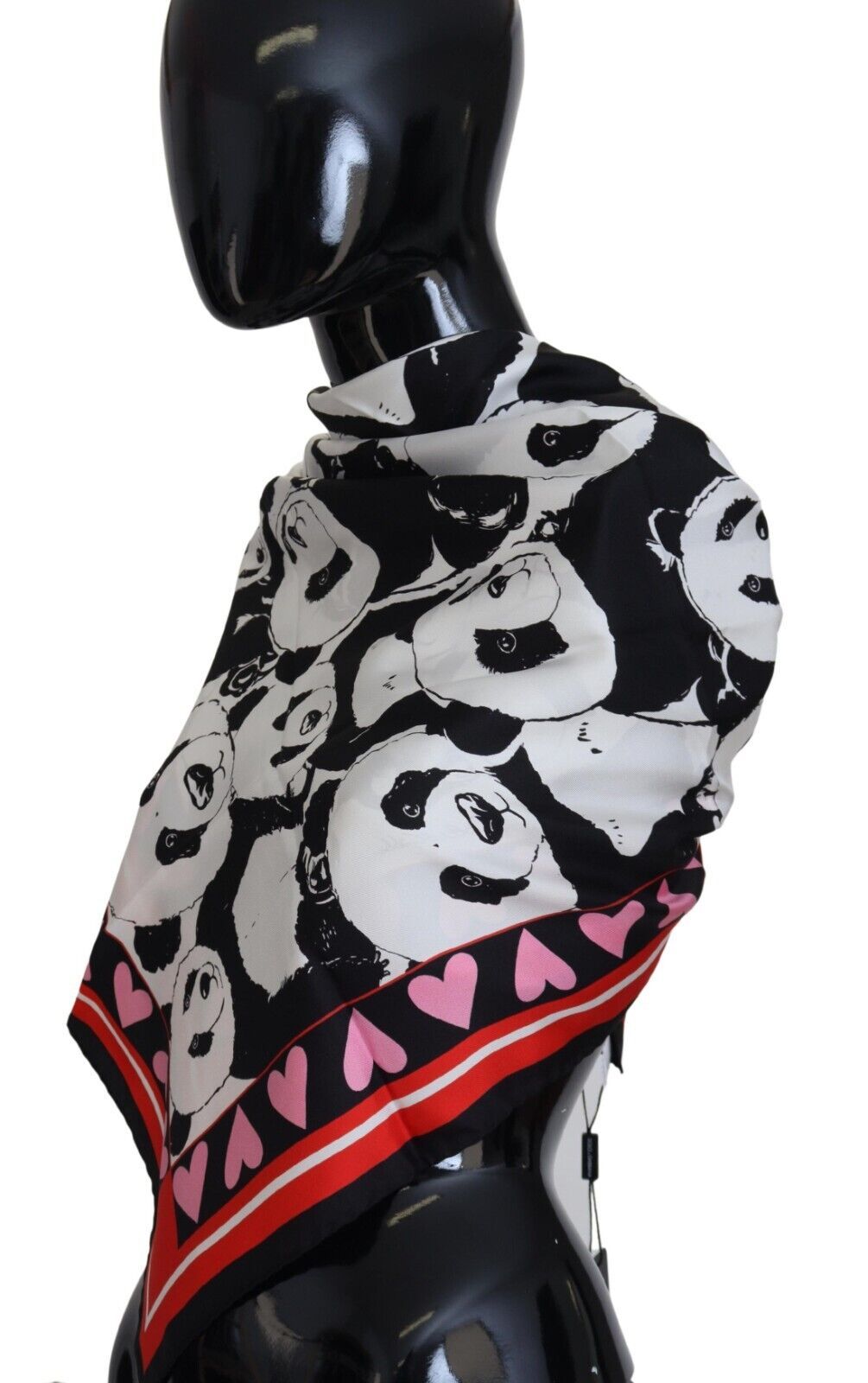 Elegant Panda Print Silk Scarf