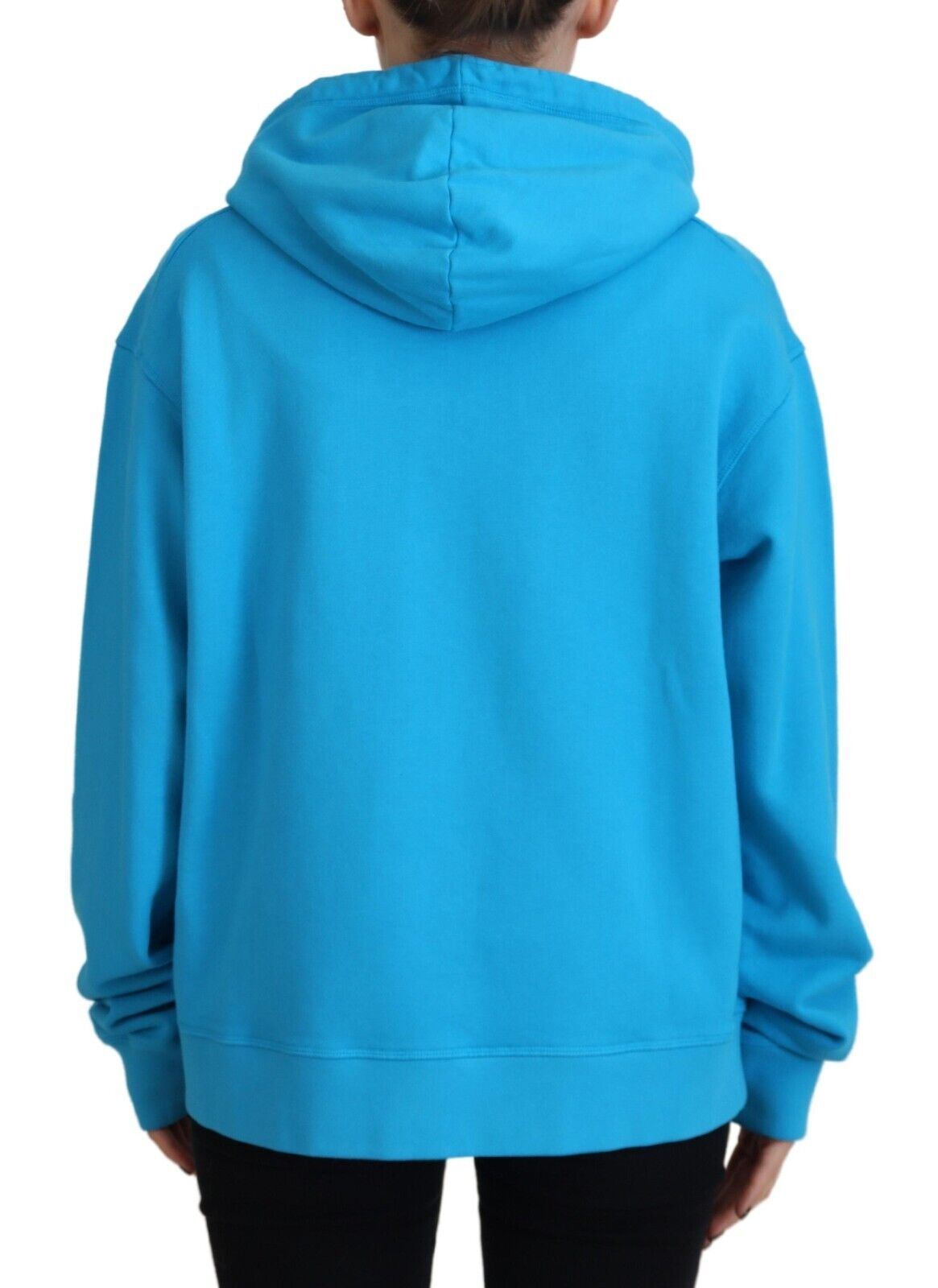 Blue Logo Print Cotton Hoodie Sweatshirt Sweater