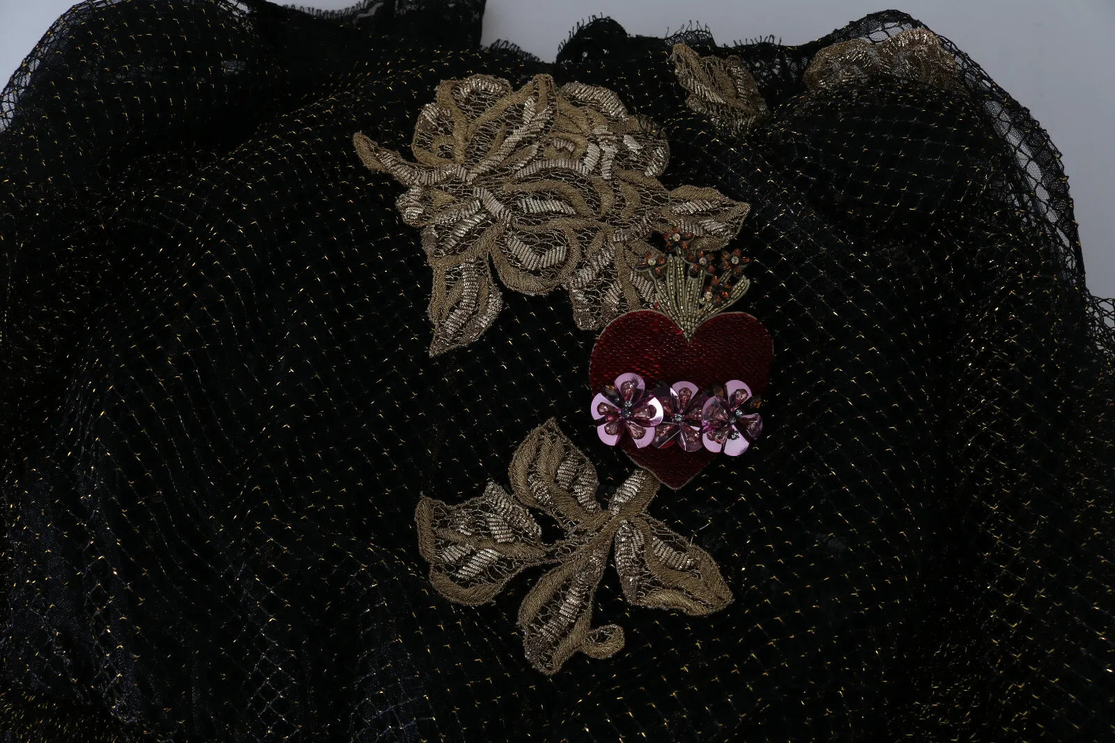 Black Gold Crystal Heart A-line Dress
