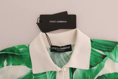 Green Banana Print Silk Polo T-shirt