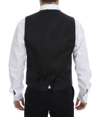 Elegant Silk-Wool Black Dress Vest