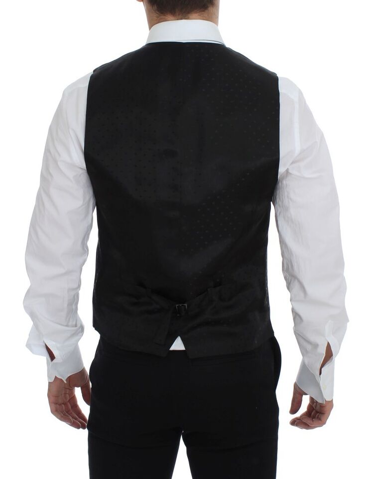 Elegant Gray Wool Formal Dress Vest