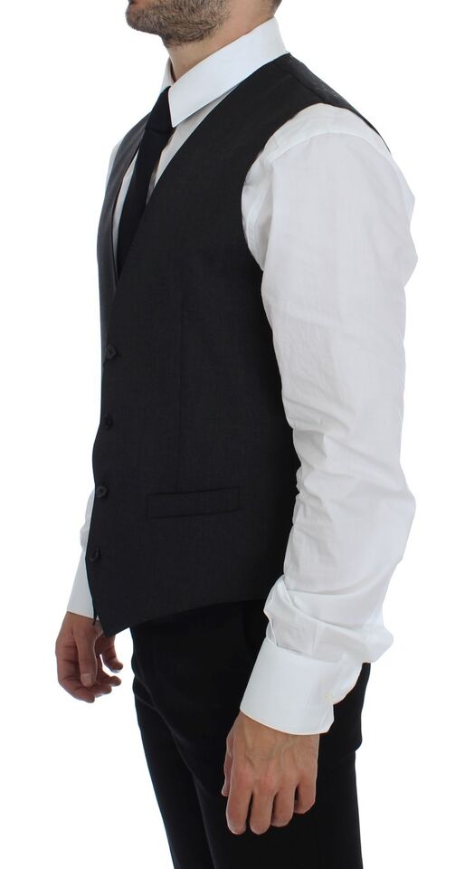 Elegant Gray Wool Formal Dress Vest