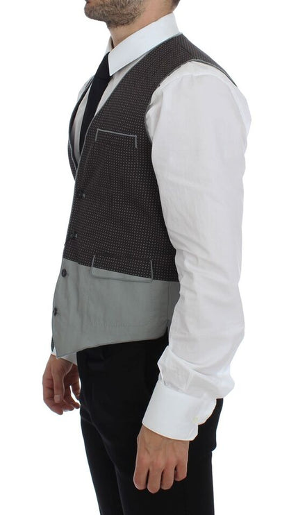 Elegant Gray Cotton Dress Vest