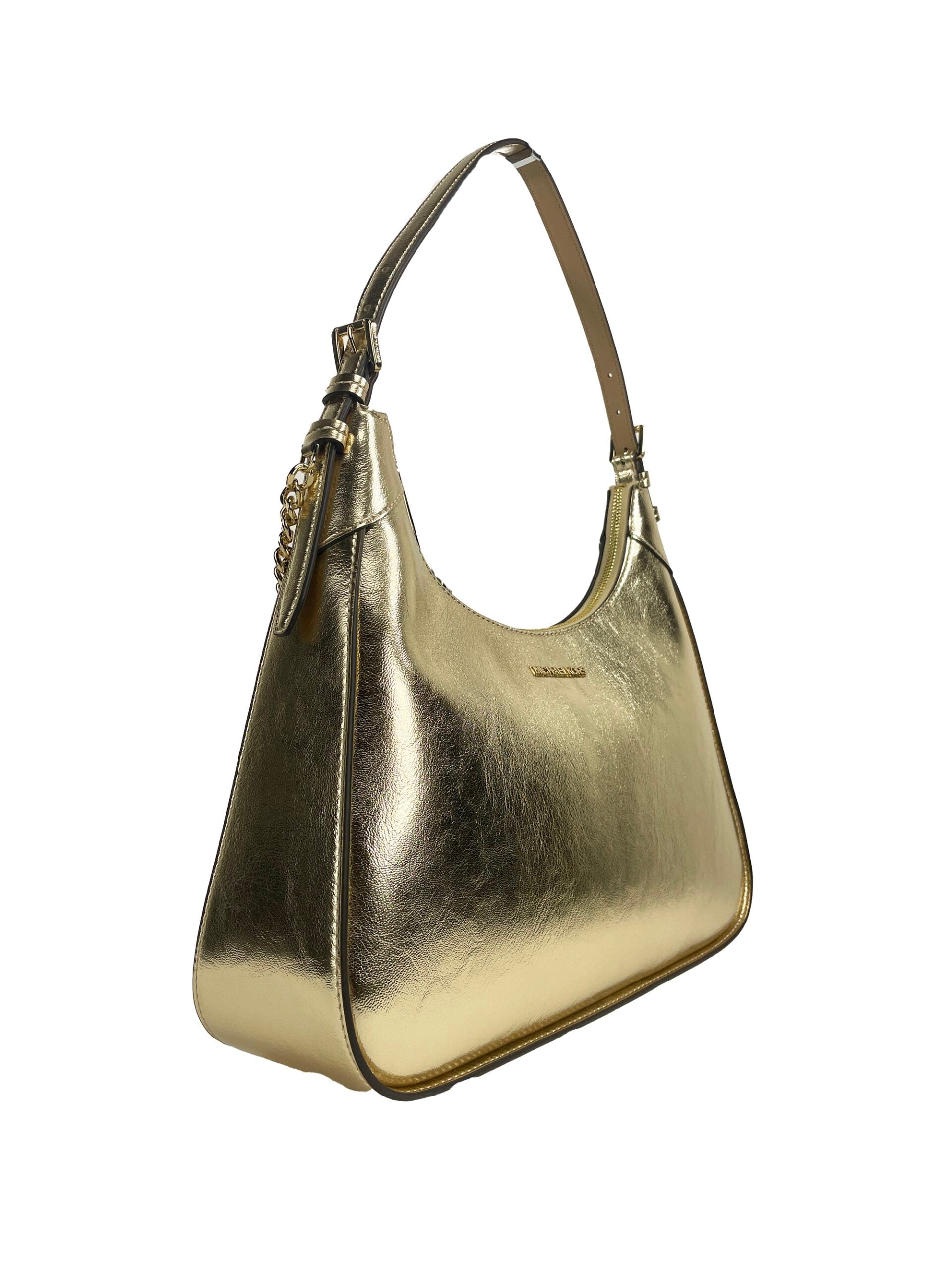 Wilma Large Smooth Leather Chain Shoulder Bag Purse Gold
