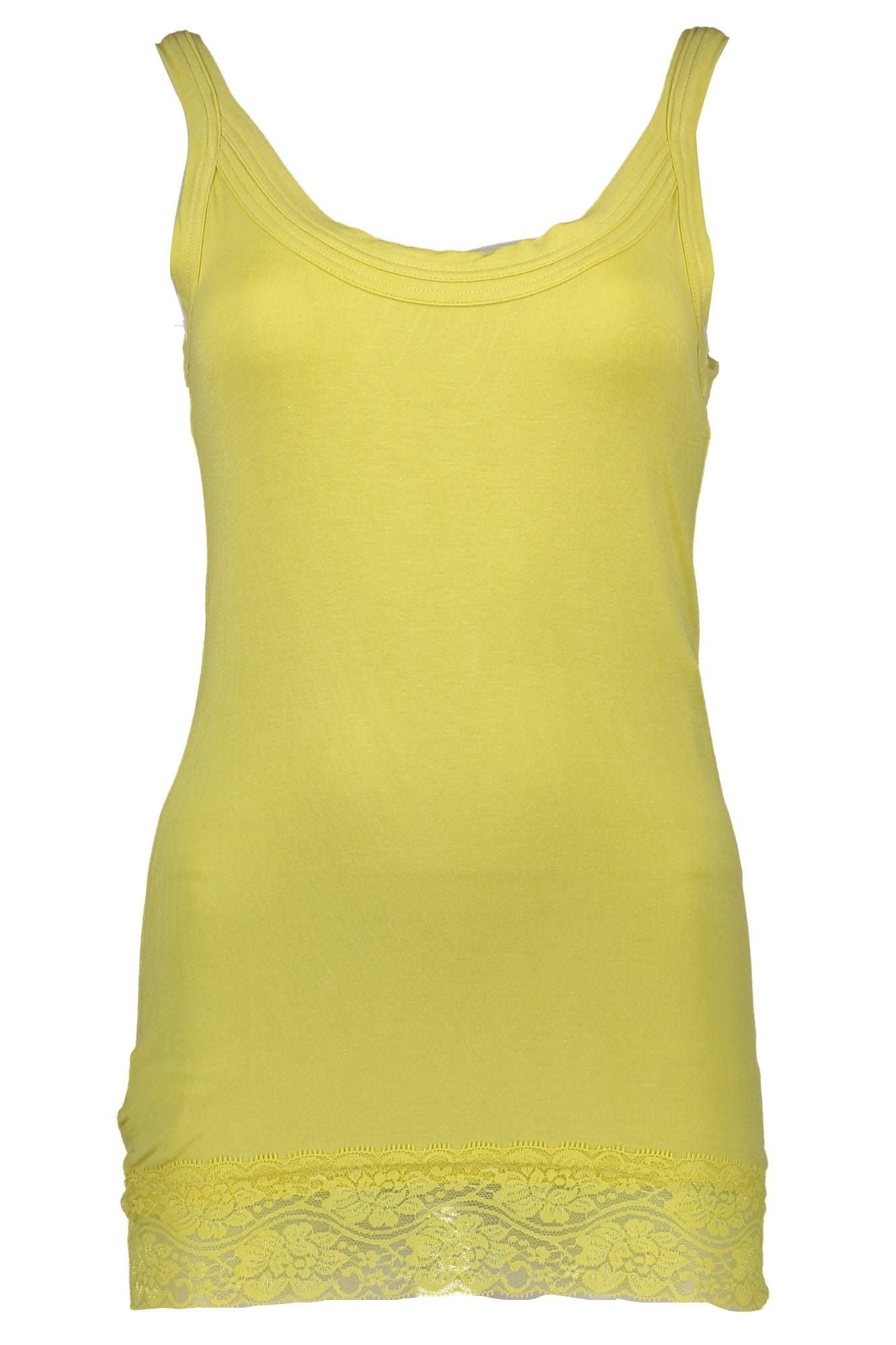 Chic Yellow Lace-Insert Tank Top