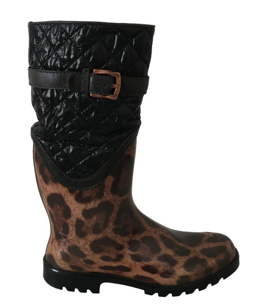 Black Brown Leopard Booties Boots Shoes