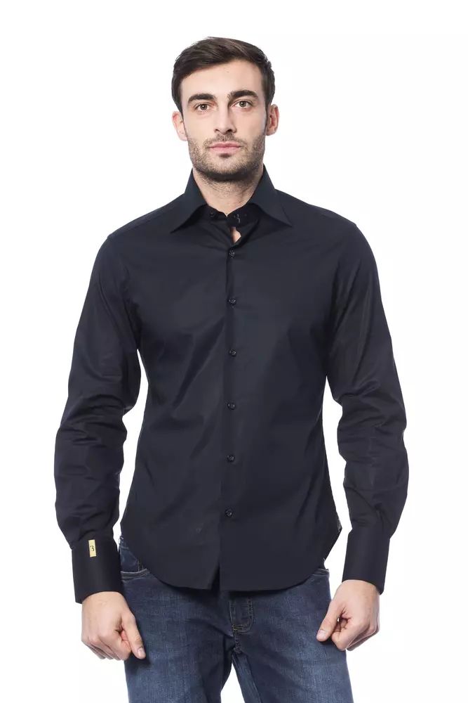 Elegant Monogram Blue Shirt for Men