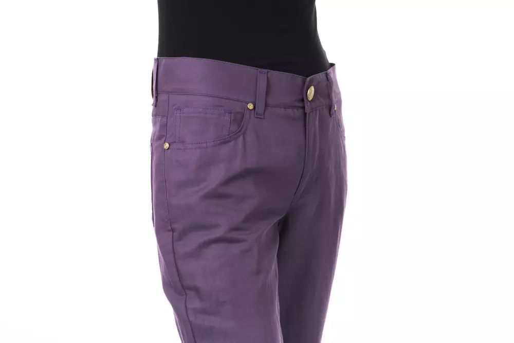 Chic Purple Cotton-Blend Trousers