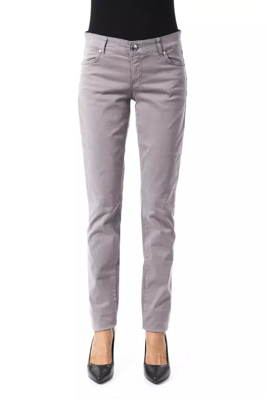 Chic Gray Cotton Blend Pants