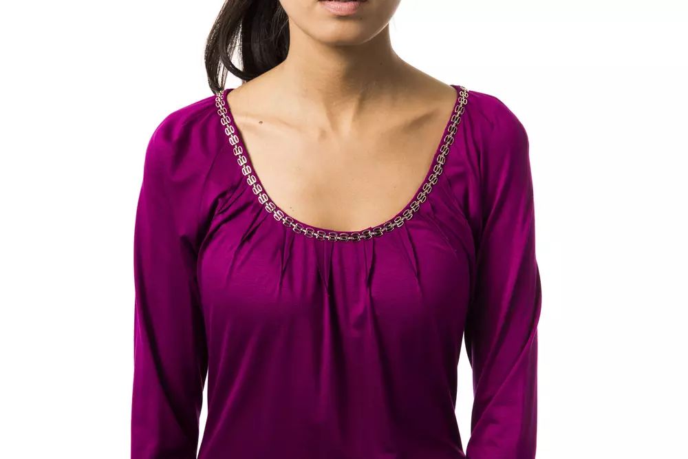 Chic Purple Long Sleeve Round Neck Tee