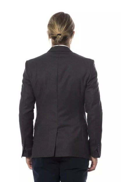 Elegant Gray Wool Men's Blazer