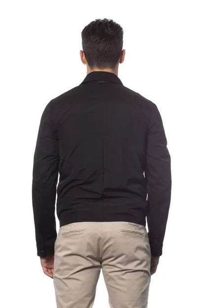 Sleek Black Cotton Blend Bomber Jacket