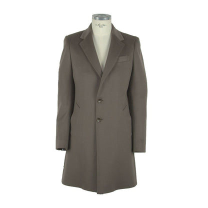 Elegant Italian Wool Coat in Rich Brown Hue