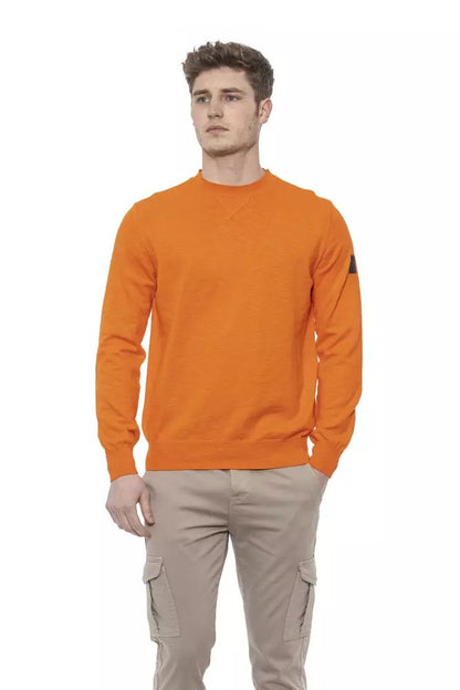 Elegant Crewneck Cotton Sweater in Orange