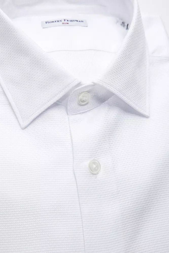 Elegant White Slim-Fit Cotton Shirt