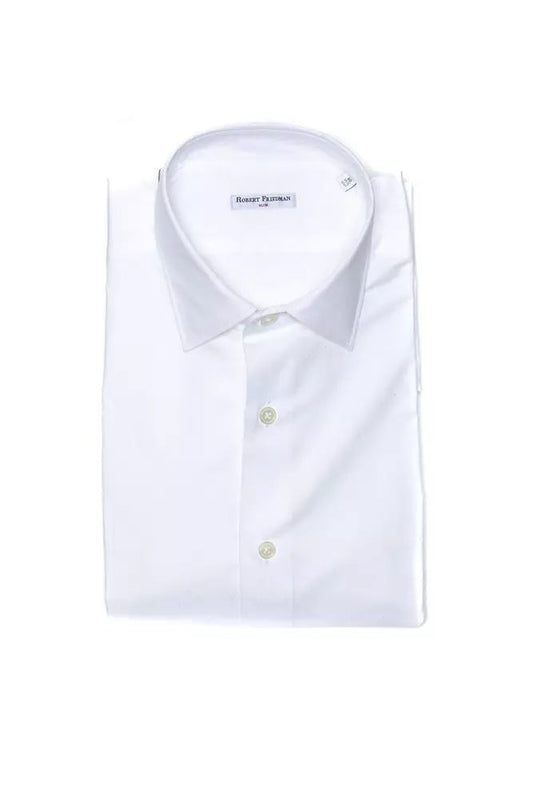 Elegant White Cotton Slim Shirt for Men
