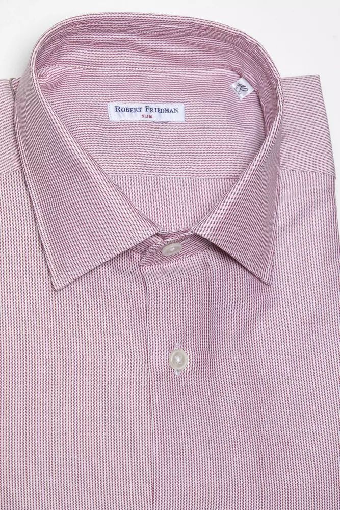 Chic Pink Cotton Slim Collar Shirt