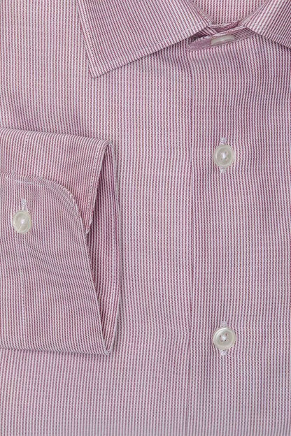 Chic Pink Cotton Slim Collar Shirt