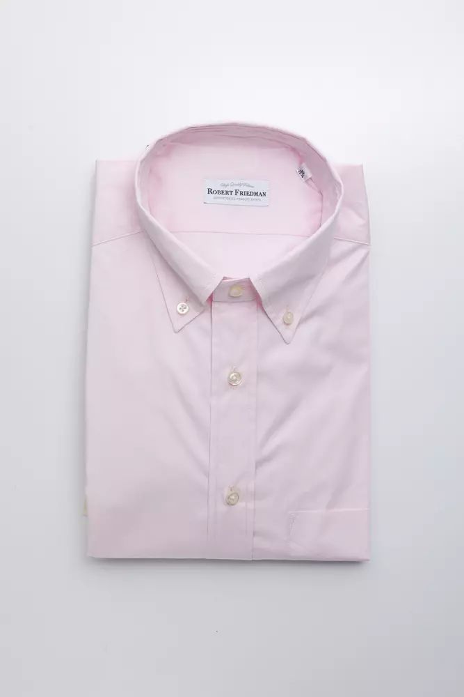 Elegant Pink Cotton Button-Down Shirt