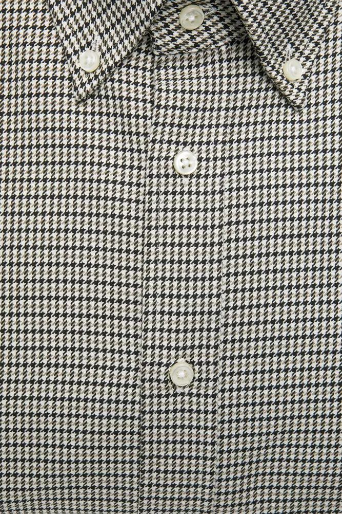Beige Cotton Button Down Regular Shirt
