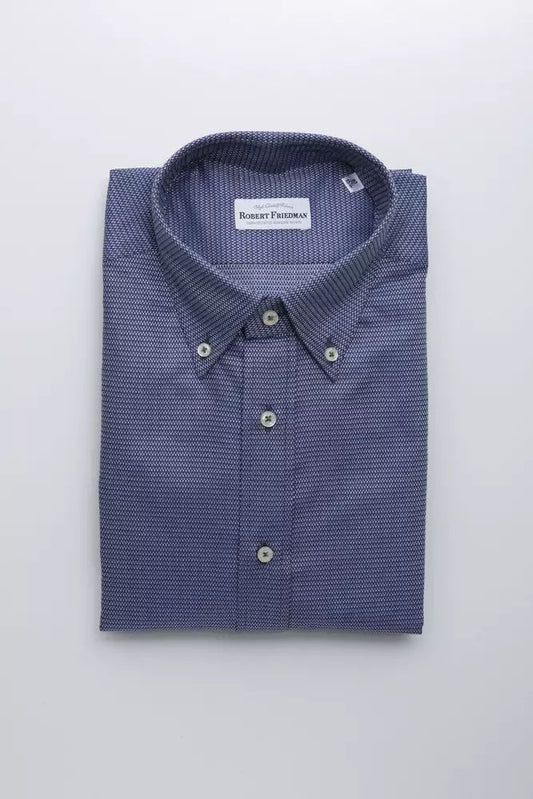 Elegant Blue Cotton Button Down Shirt