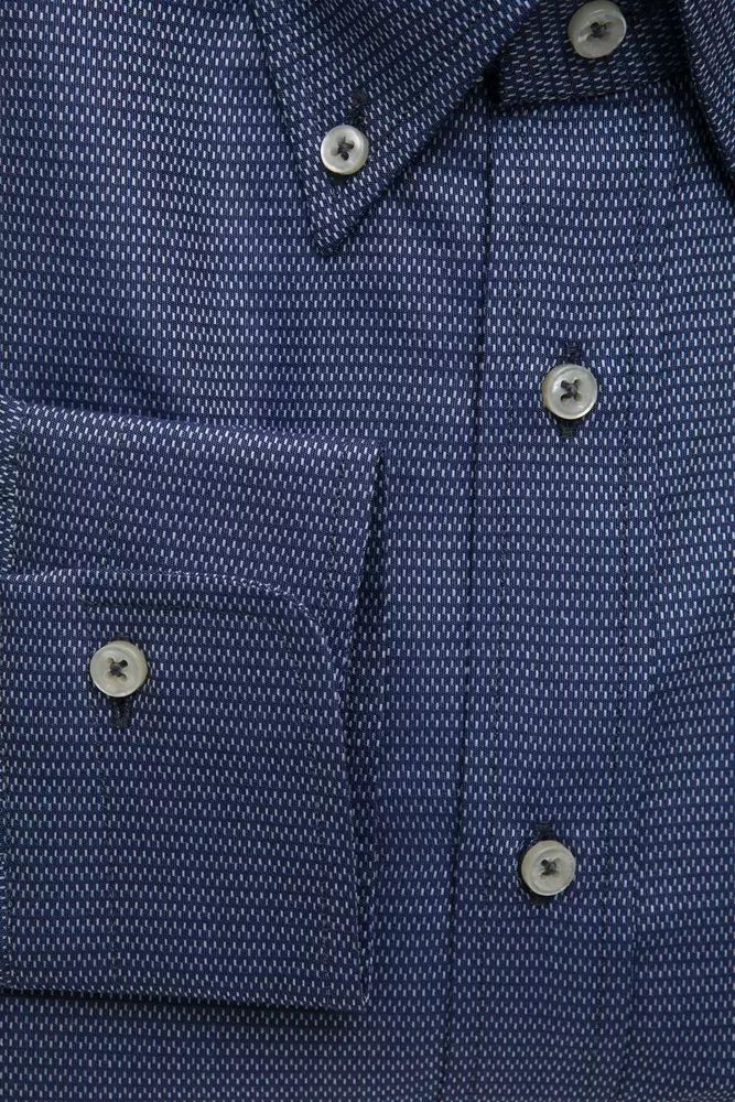 Elegant Blue Cotton Button Down Shirt