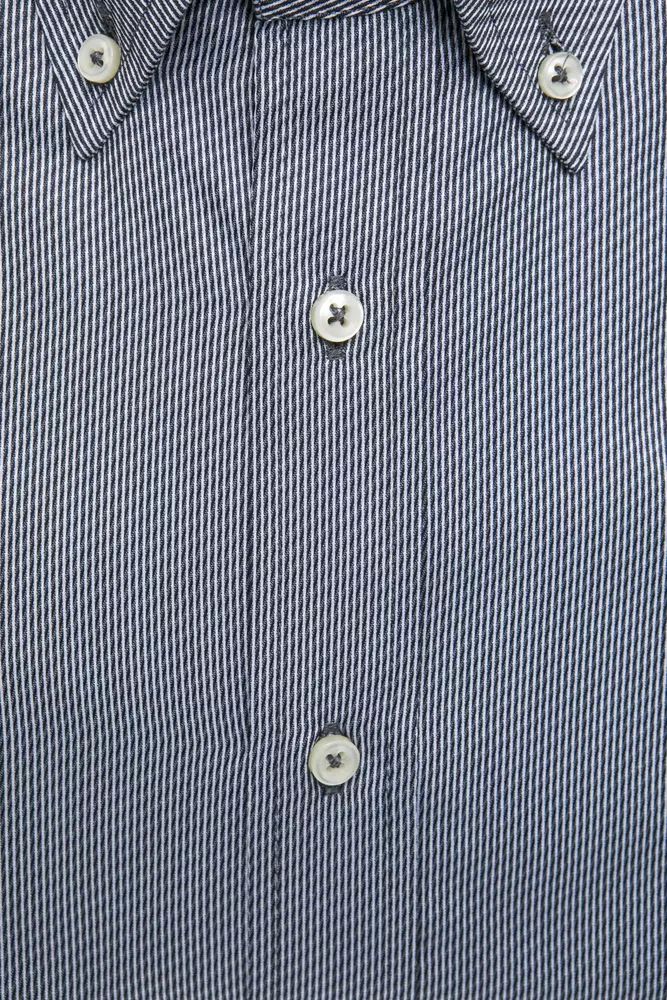 Elegant Blue Cotton Button-Down Shirt