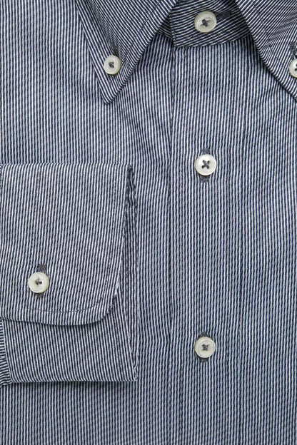 Elegant Blue Cotton Button-Down Shirt