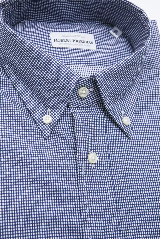 Elegant Blue Cotton Button-Down Shirt