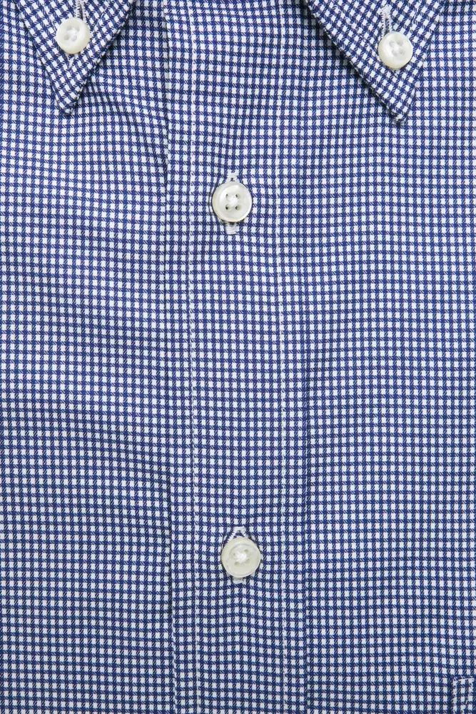 Elegant Blue Cotton Button-Down Shirt