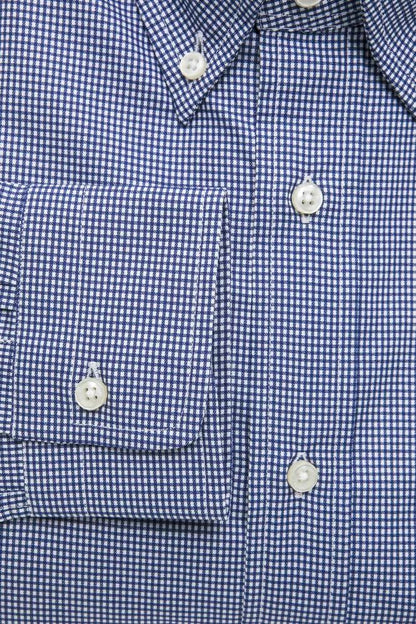 Elegant Blue Cotton Button-Down Shirt