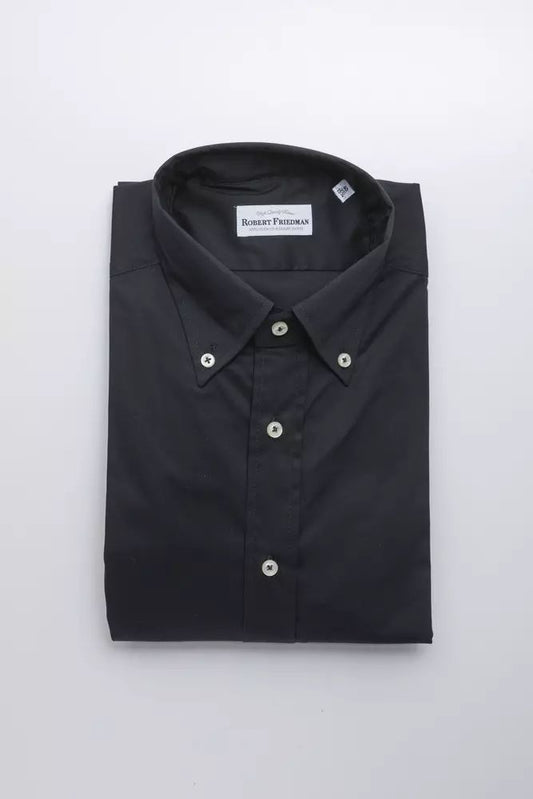 Elegant Black Button Down Regular Shirt