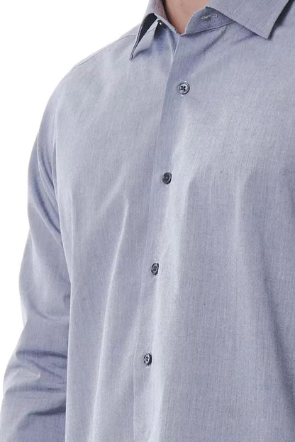 Elegant Gray Italian Collar Shirt