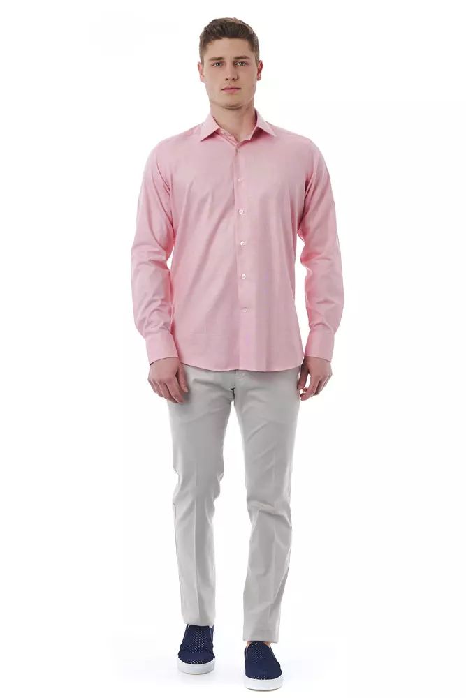 Elegant Pink Italian Collar Shirt