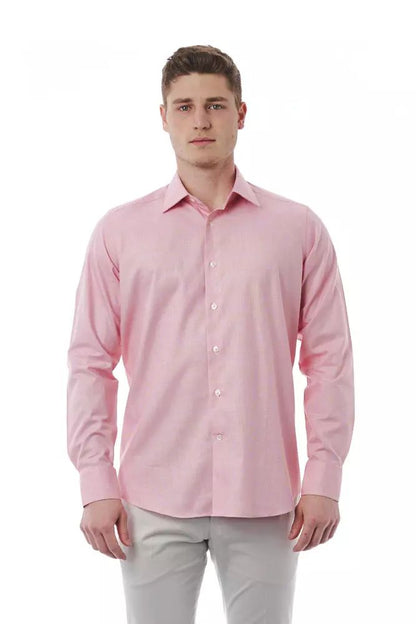 Elegant Pink Italian Collar Shirt