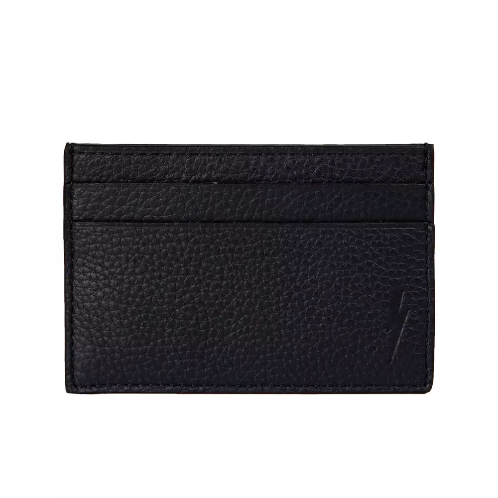 Sleek Black Leather Card Holder Wallet