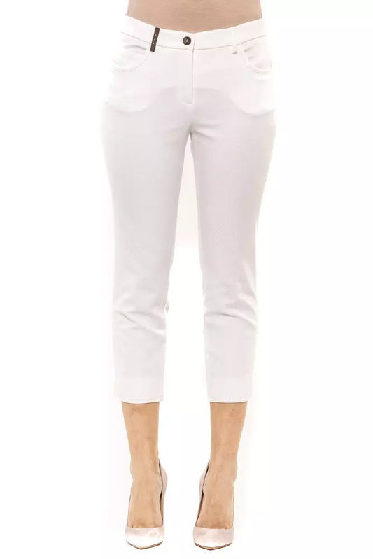 Chic High-Waist Ankle Pants in White