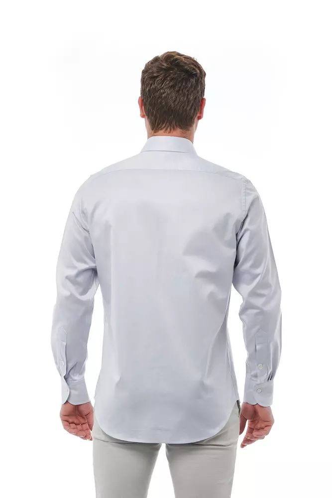 Regular Fit Italian Collar Shirt in Gray