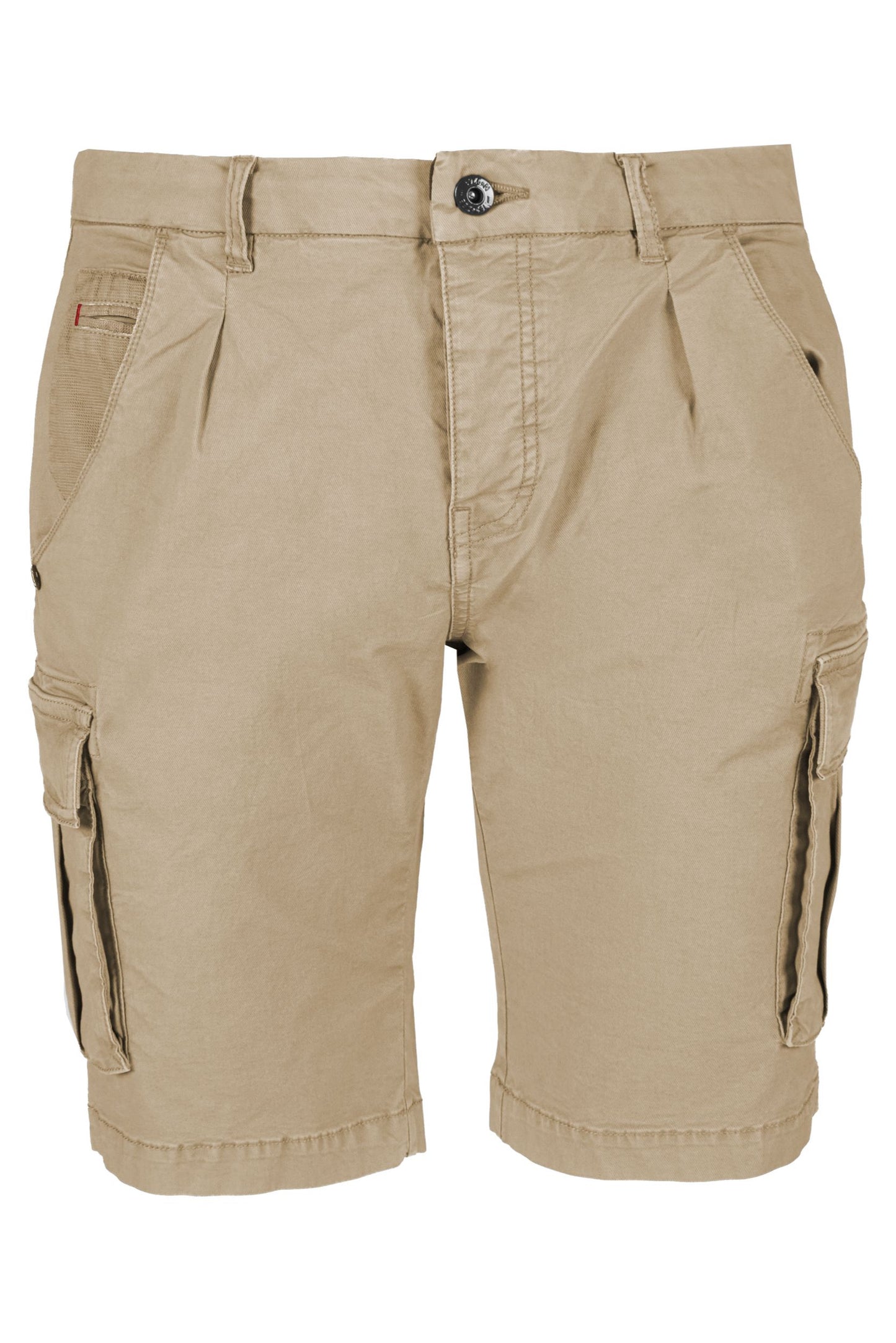 Beige Cargo Bermuda Shorts with Stretch Comfort